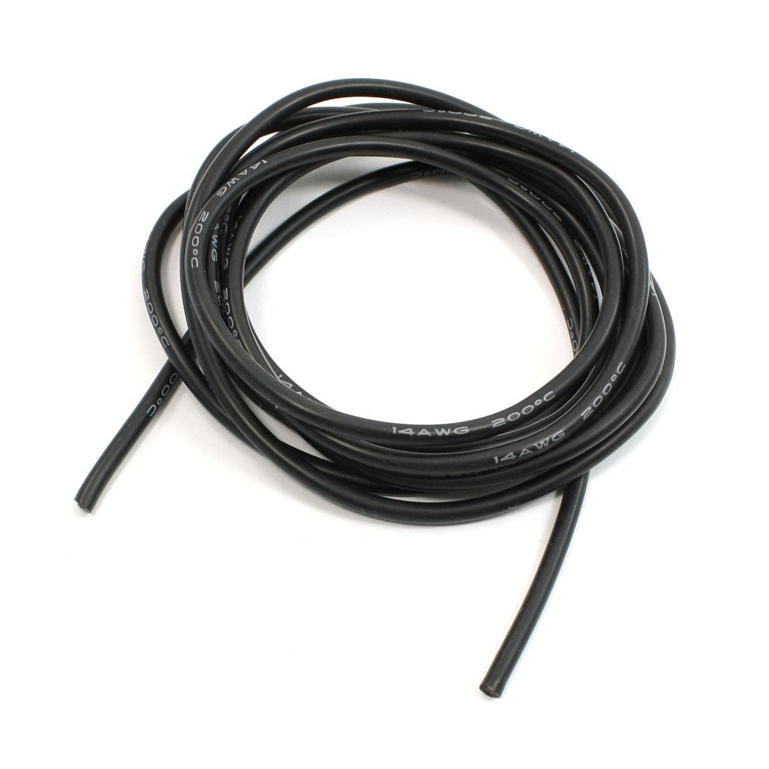 6.5Ft 2M 1.83mm Aluminum Core Silicone Connector Flexible Wire Black 14#