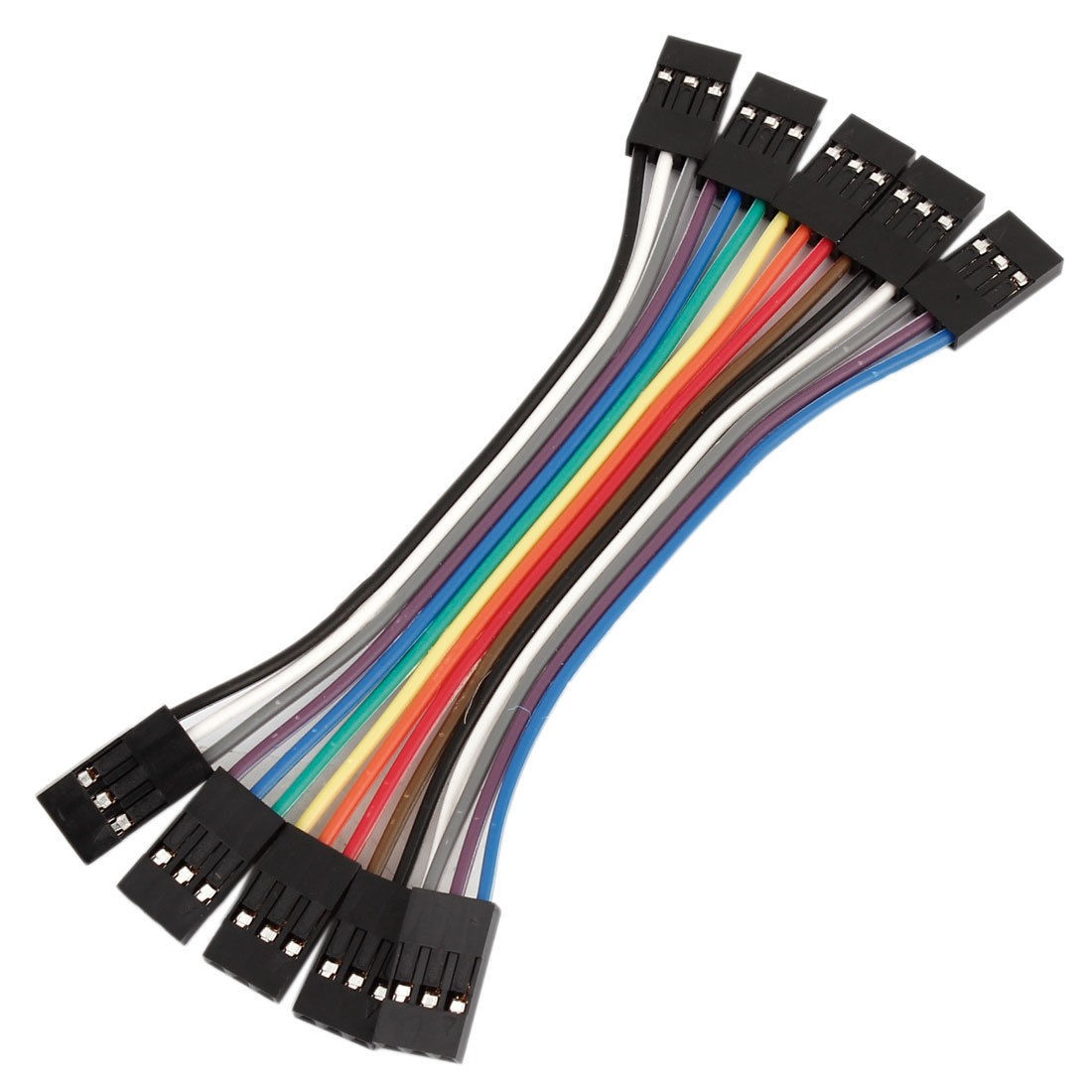 10cm 2.54mm 3 Pin Female to Female F/F Jumper Wire Cable Connector 5 Pcs