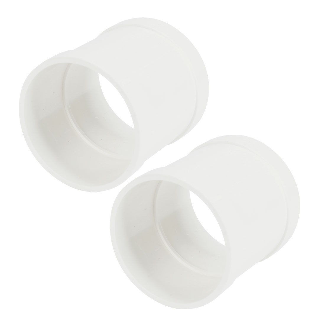 2PCS White PVC 75mm Inner Dia Straight Design Pipe Tube Connector