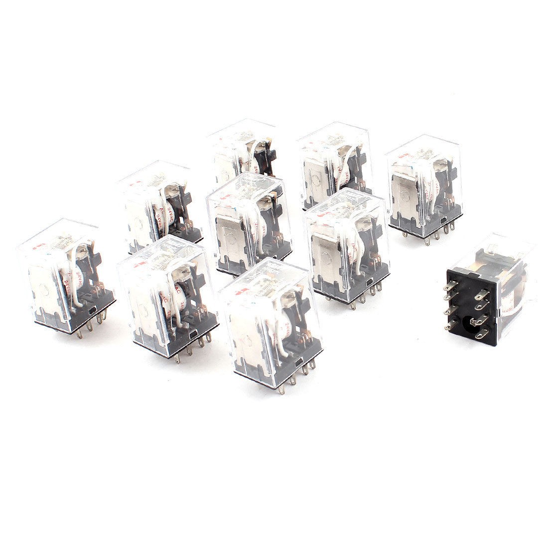 AC 24V Coil DPDT 8-Pin Red LED Light General Purpose Power Relay 10 Pieces