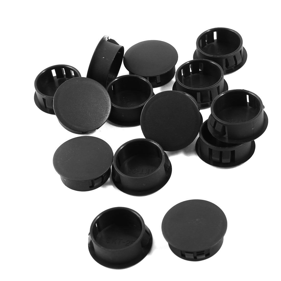 15pcs Black Plastic 25mm Diameter Push Locking Hole Plugs Button Covers