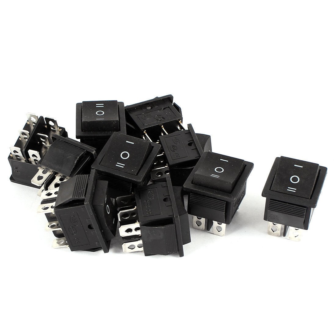 AC 250V 15A 125V 20A 6Pin DPDT ON/OFF/ON 3Position Rocker Switch Black 10 Pieces