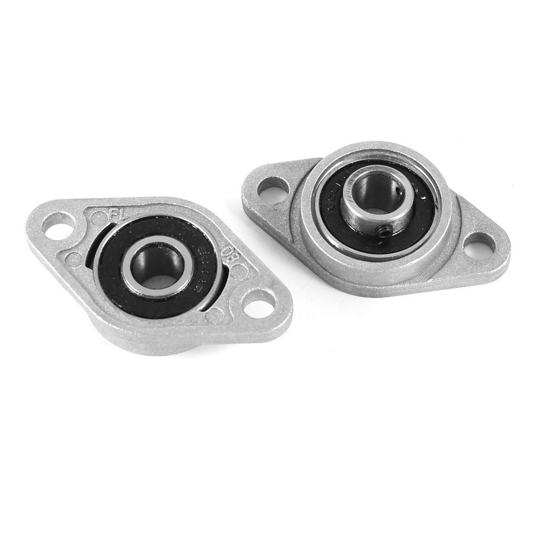 2 Pcs KFL08 8mm Shaft Mount Zinc-Aluminum Alloy Flange Pillow Block Bearing