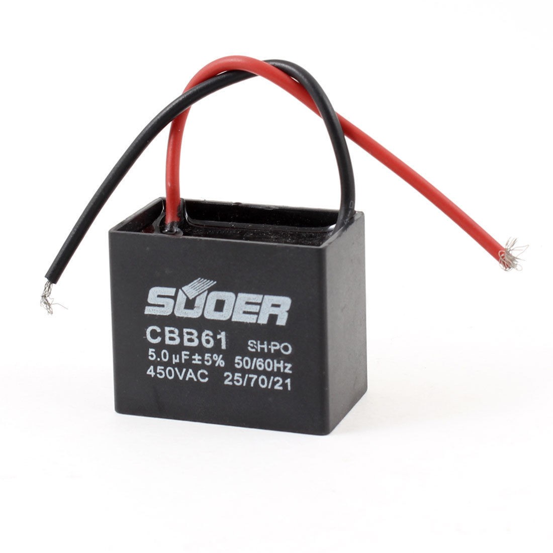 Replacement Ceiling Fan Motor Running Capacitor Black CBB61 450VAC 5uF 50/60Hz