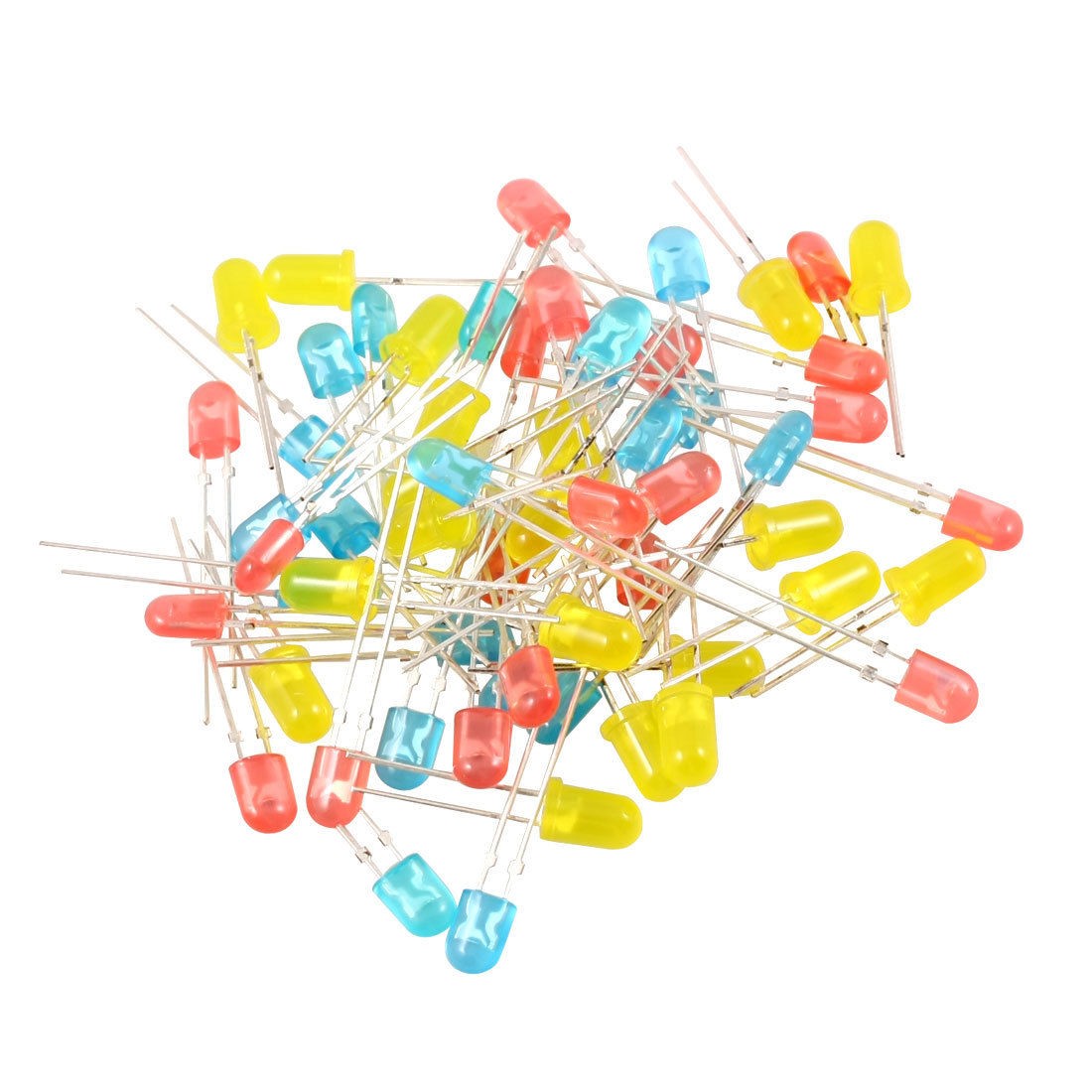 60 x 5mm Round Flat Head 3 Color LED Light Emitting Diode Lamp