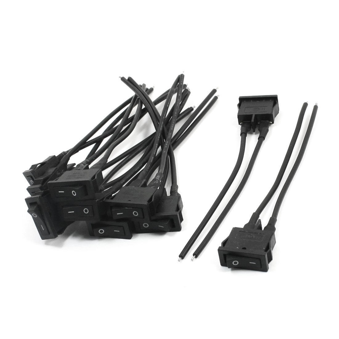 10pcs AC250V 4A 125V 10A 2 Wire SPST ON/OFF Mini Boat Rocker Switch Black