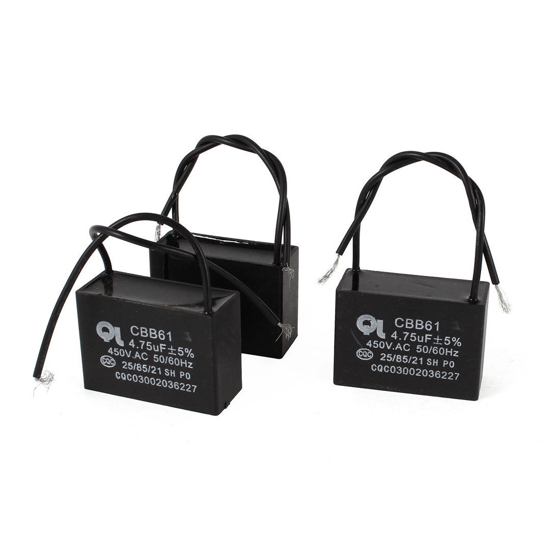 AC 450V 4.75uF 5% Dual Wired Metalized Polypropylene Film Motor Capacitors 3 Pcs