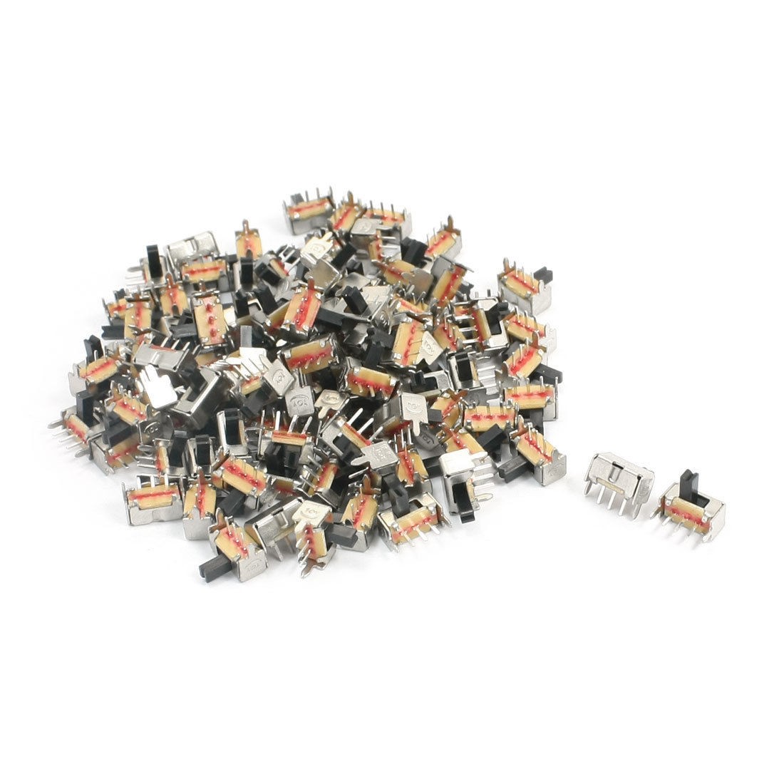 100PCS 3 Solder Lug Pin 2 Position SPDT Panel Mount Slide Switch DC50V 0.8A