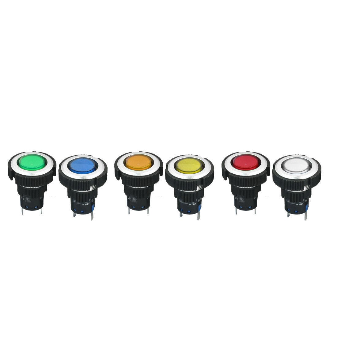 DC 12V 22mm 2-Pin Plastic 6 Colors Signal Indicator Light Pilot Lamp Bulb 6Pcs