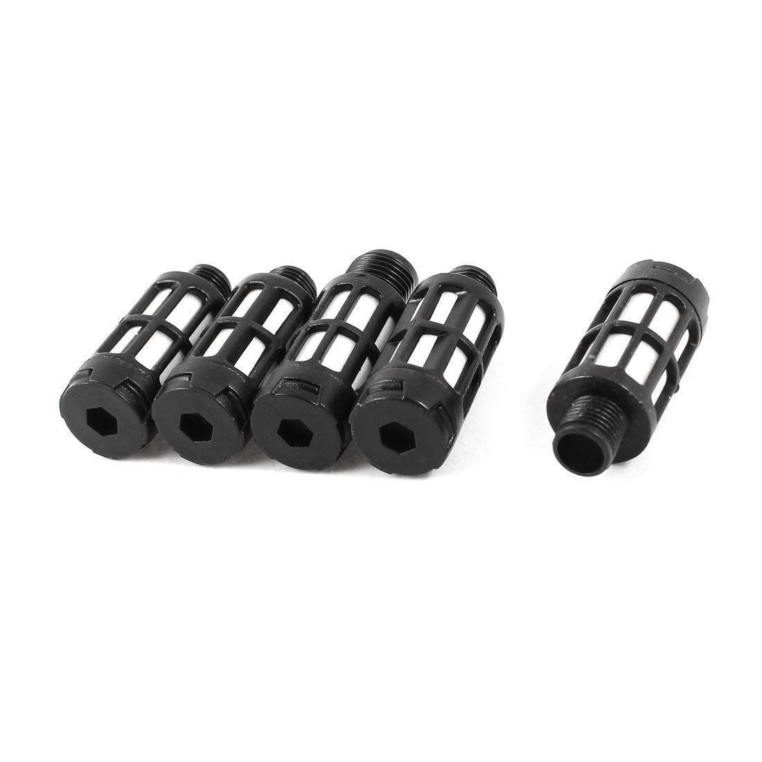 5 Pcs 1/8PT Pneumatic Valve Exhaust Noise Reducing Silencer Muffler Black