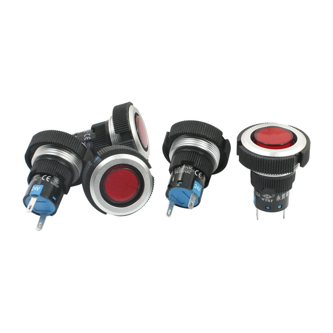 5 Pcs 24V 22mm Thread Plastic Red Signal Indicator Light Lamp