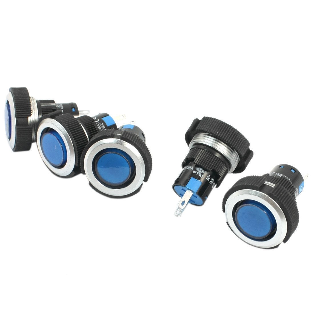 5 Pcs 12V 2-Pin Soldering Blue Signal Indicator Light Pilot Lamp 22mm