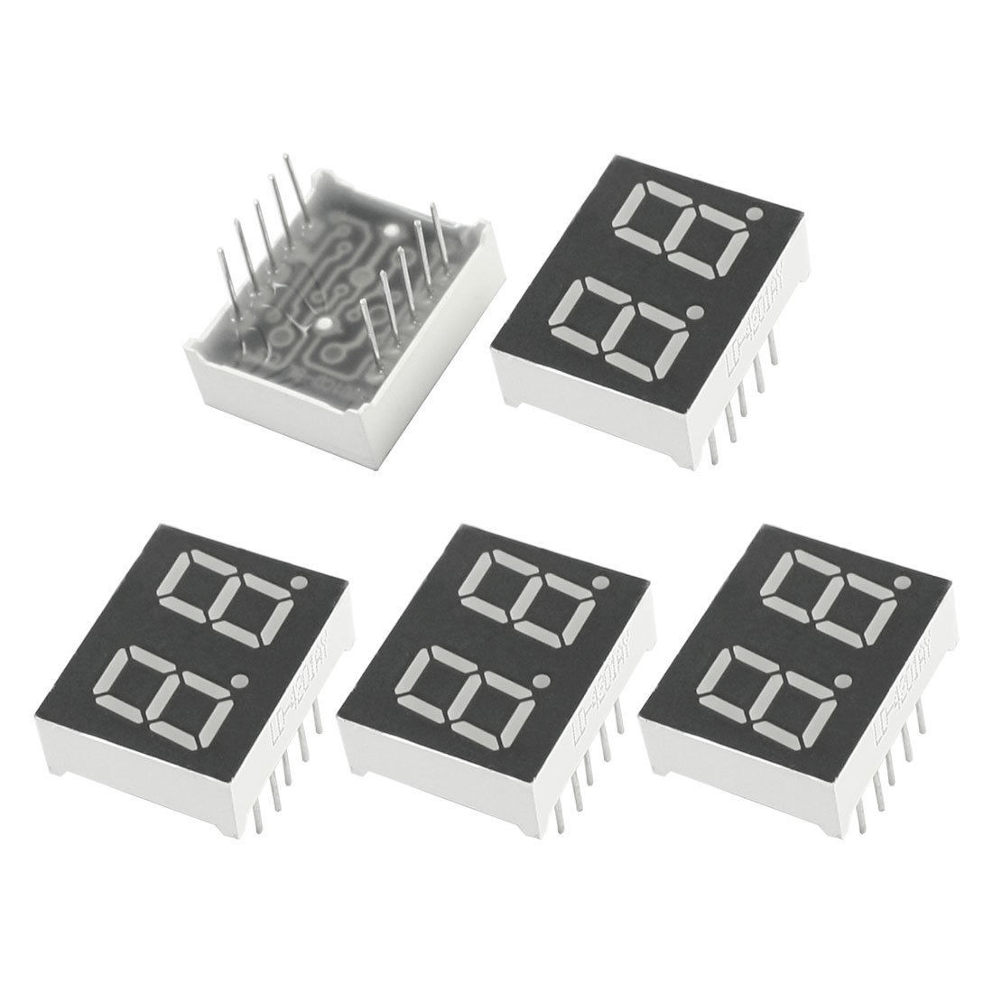 5pcs Common Cathode DIP 2-Digital Tube Display Red LED 10Pin 20x16mm