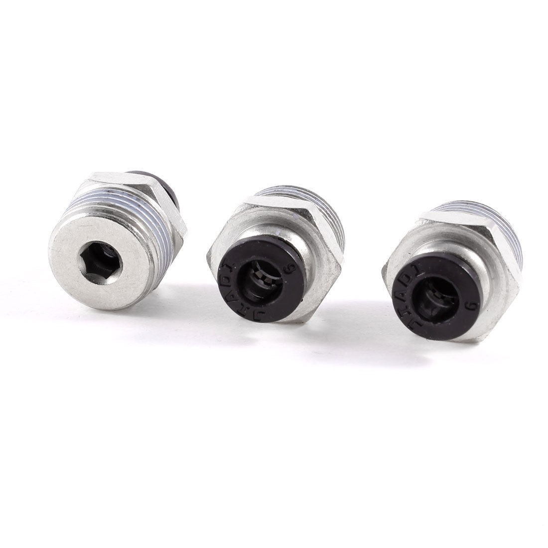 3 Pcs 3/8" PT OD Thread 6mm Push In Joint Pneumatic Connector Quick Fitting