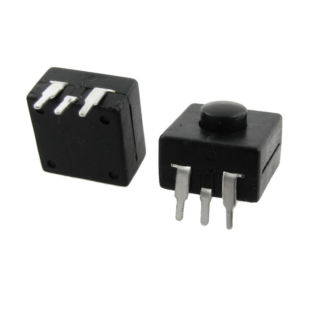 10 Pcs Vertical 3 Pin Latching Action Square Torch Push Button Switch Black