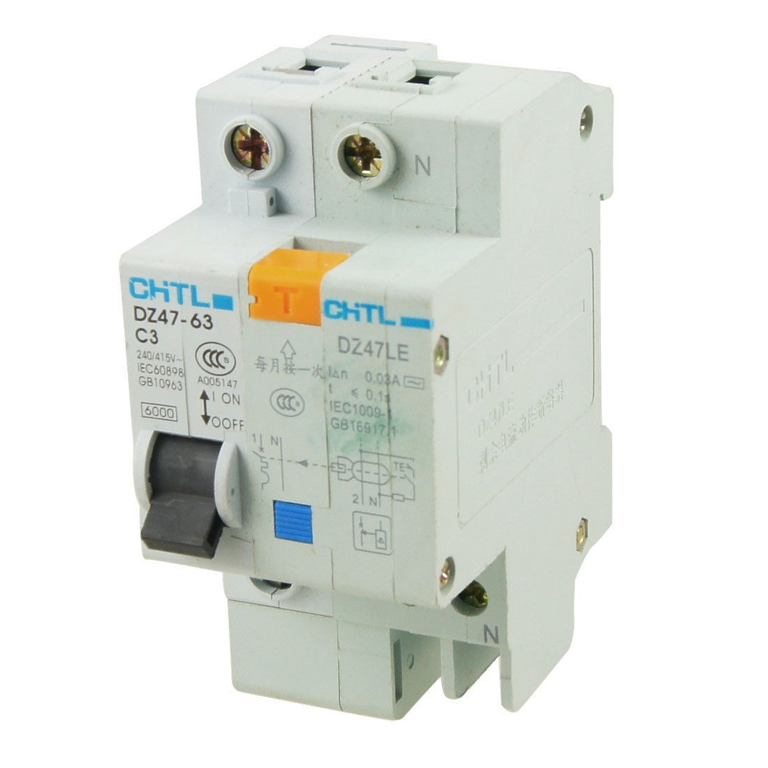 DZ47-63 1P+N Pole Miniature ELCB Earth Leakage Circuit Breaker 6000A