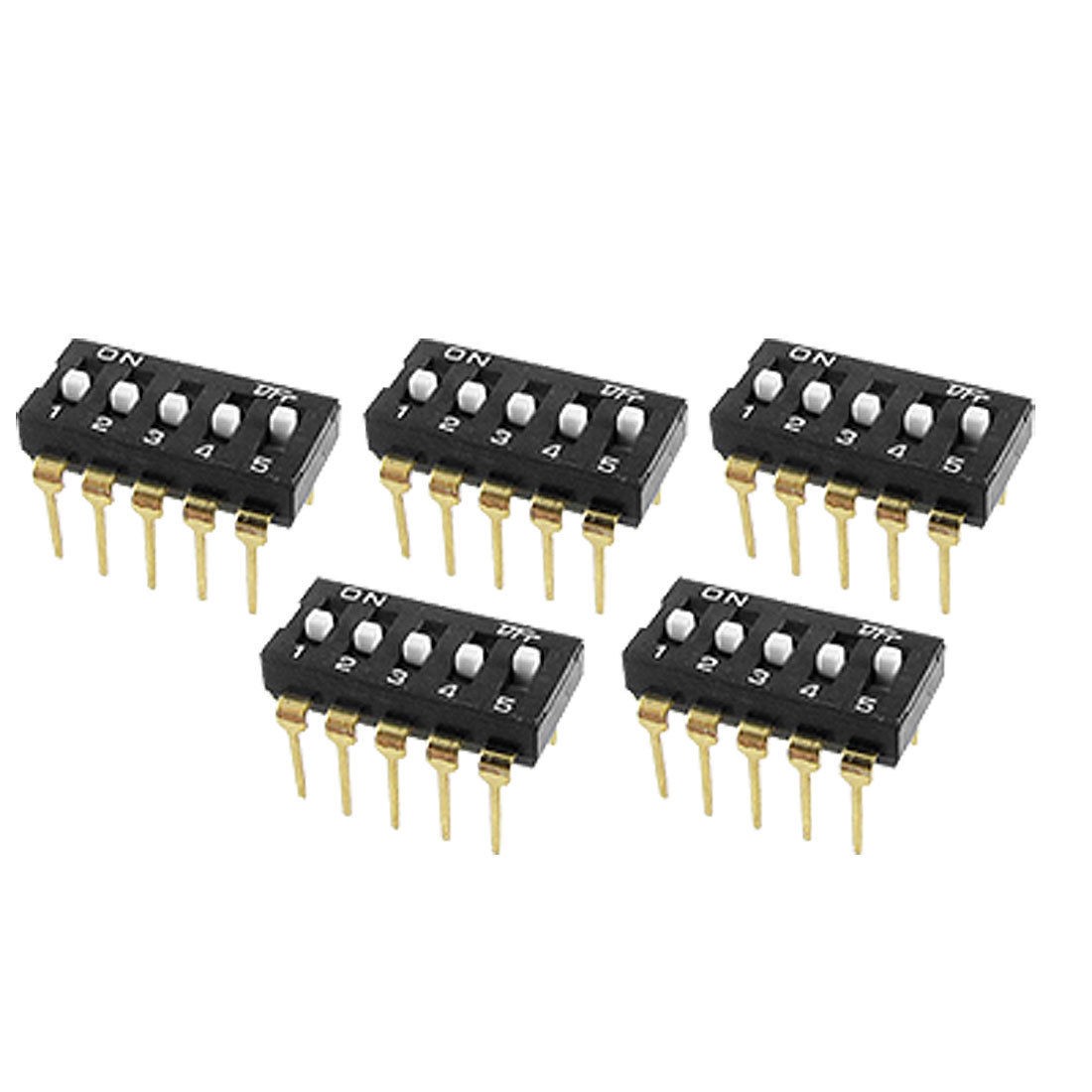 5 Pcs 2.54mm Pitch 5 Position IC Type DIP Switch Black Kgiqp