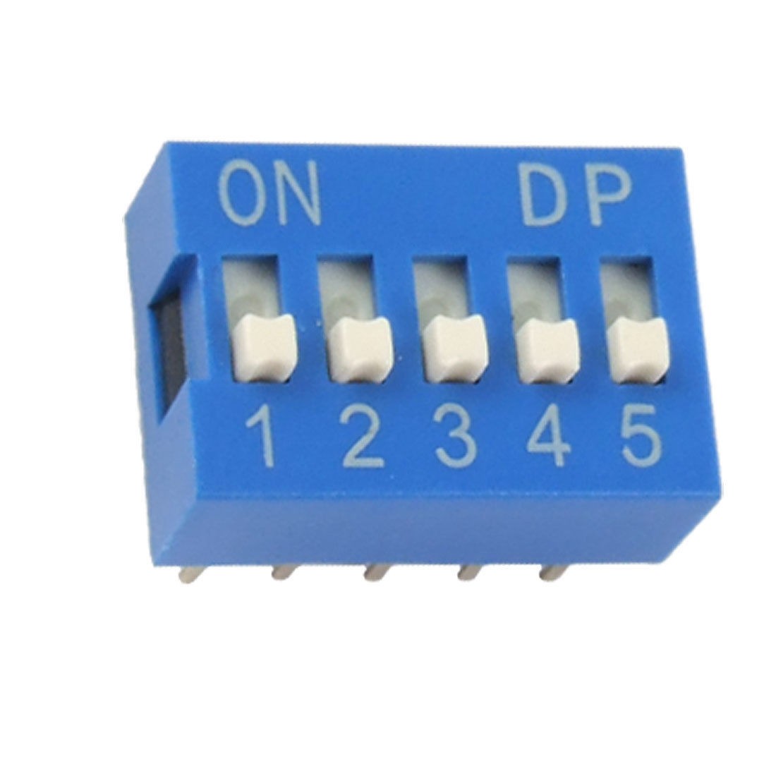 10 Pcs 2.54mm Pitch 5 Position Slide Type DIP Switch Blue