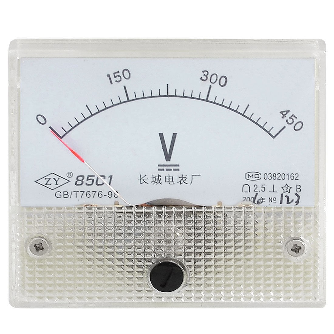 Plastic Shell Class 2.5 Accuracy Analog DC 450V Voltmeter Panel