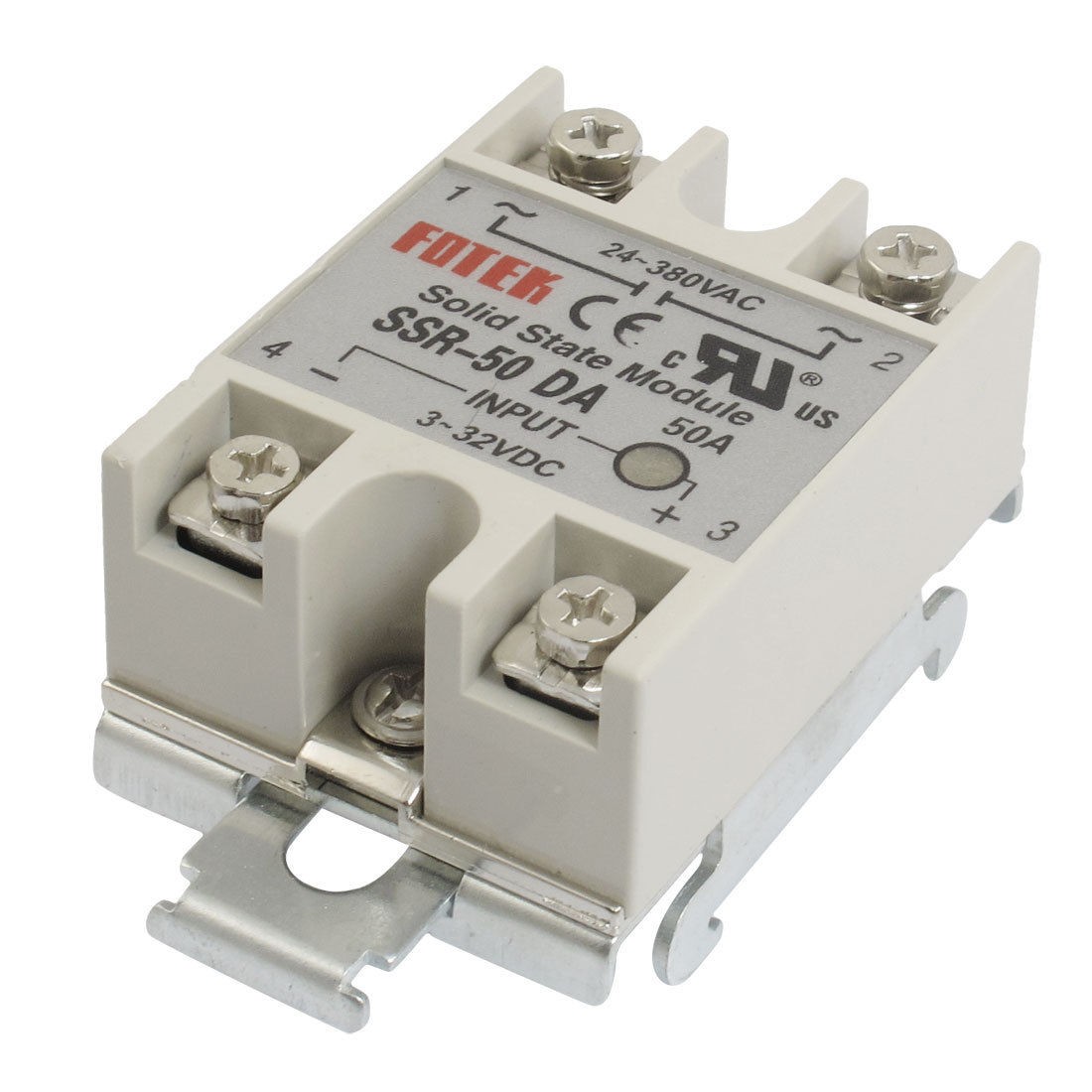 DC 3-32V Input Temperature Control Solid State Relay w DIN Rail 50A SSR-50DA