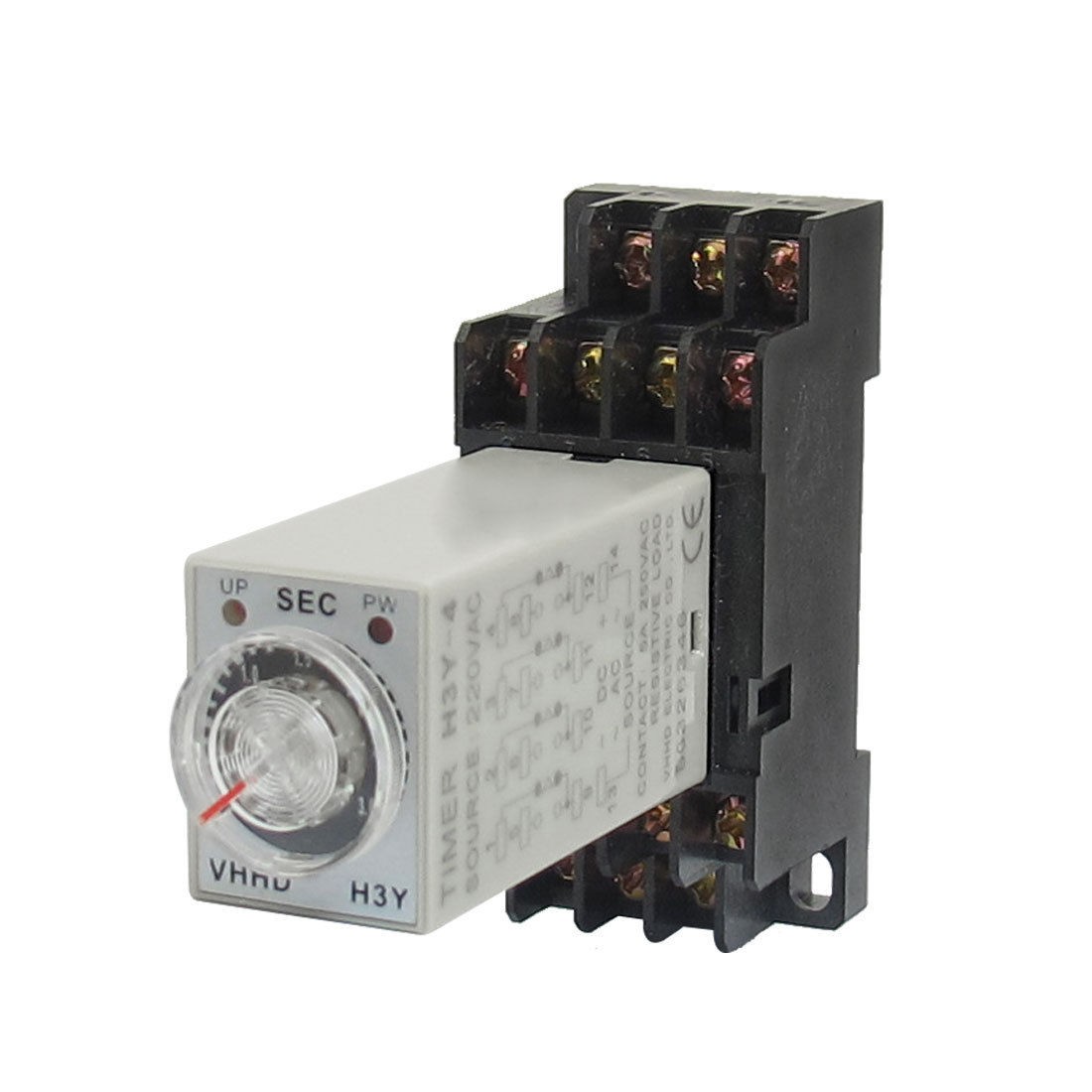 AC 220V H3Y-4 3 Seconds 4PDT 14 Pins Power on Time Delay Relay w Socket