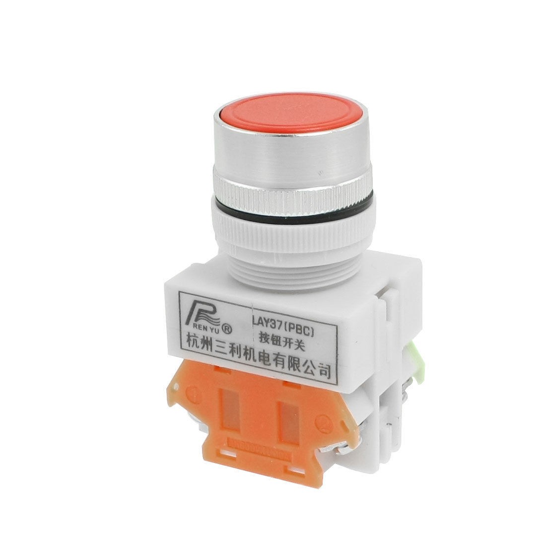 Red Cap Self Locking LAY37 Flat Push Button Switch