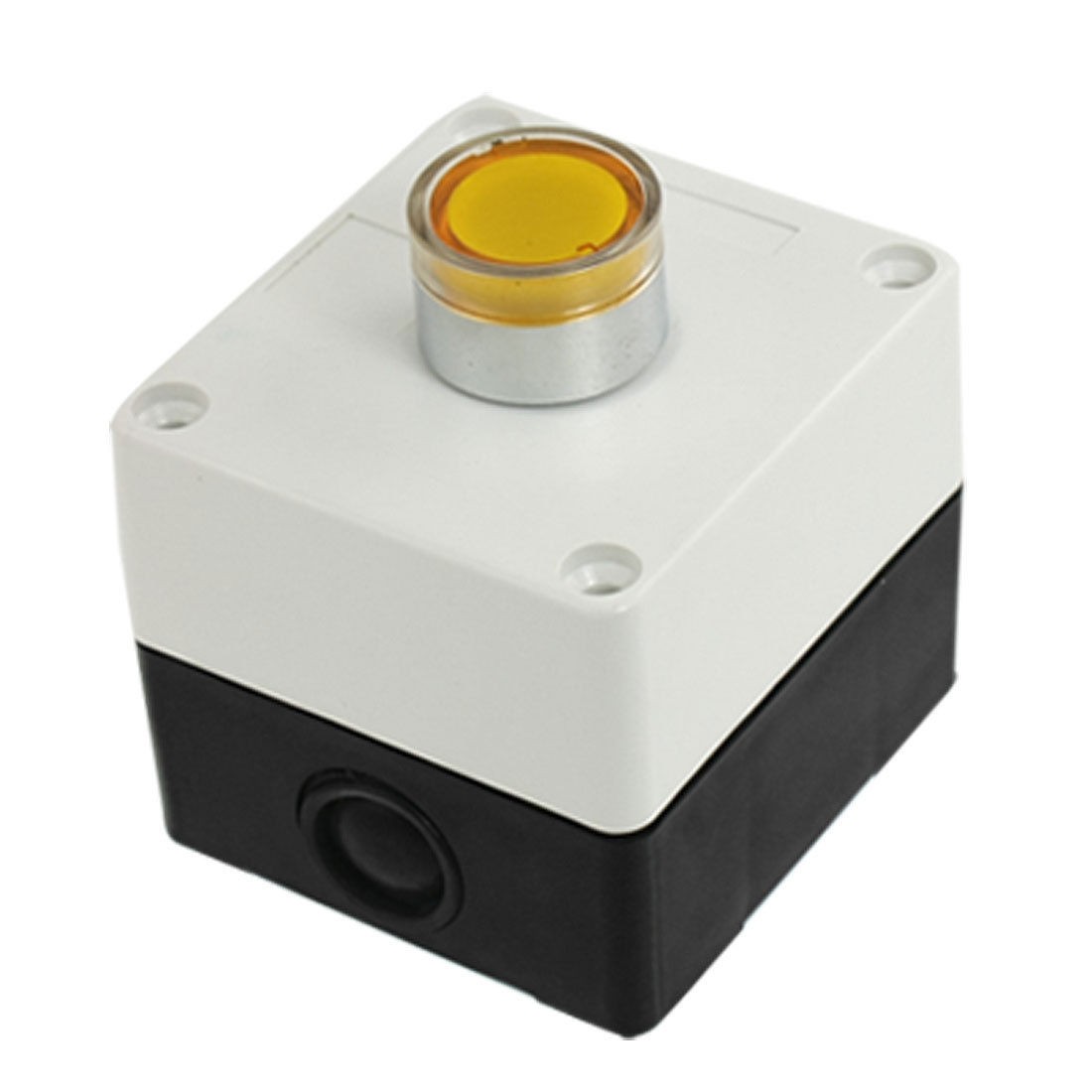 DC 24V Yellow Indicator Light NO Momentary Push Button Switch Station AC 240V 3A