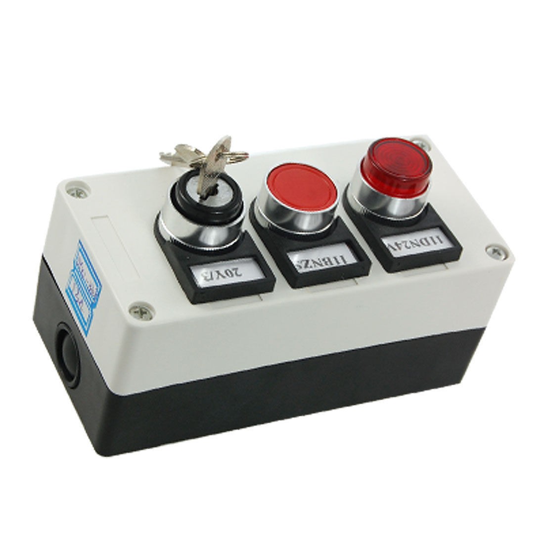 3 in 1 Key Locking Red Light Push Button Switch Station