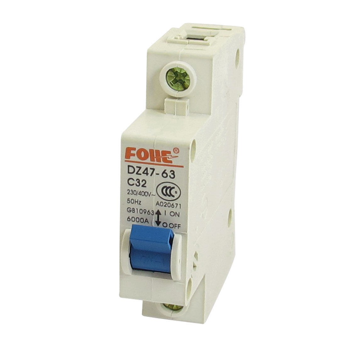 AC 230/400V 32A 6000A 1P Breaking Capacity Miniature Circuit Breaker DZ47-63 C32