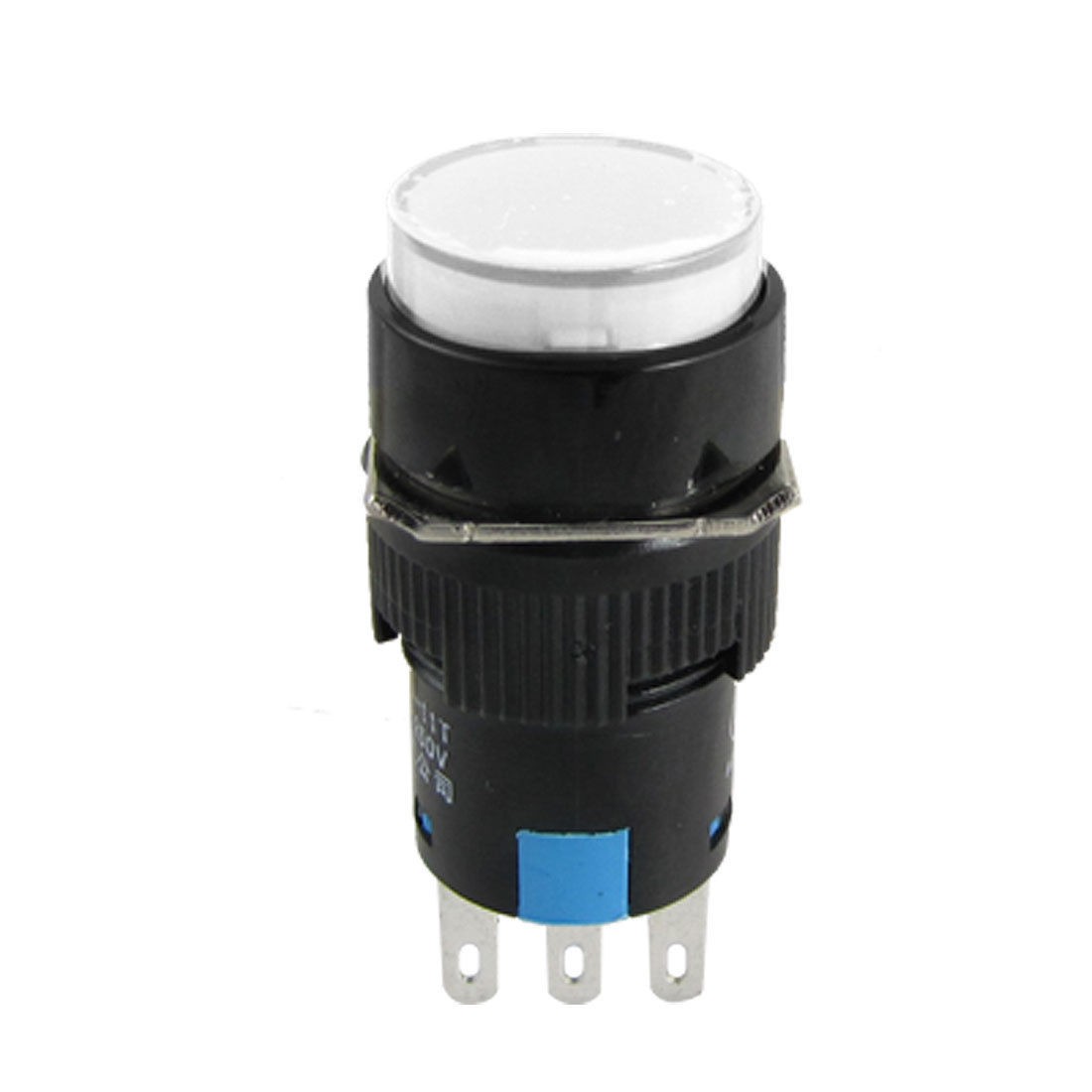 Mini AC 250V Self-locking White Cap Push Switch Black