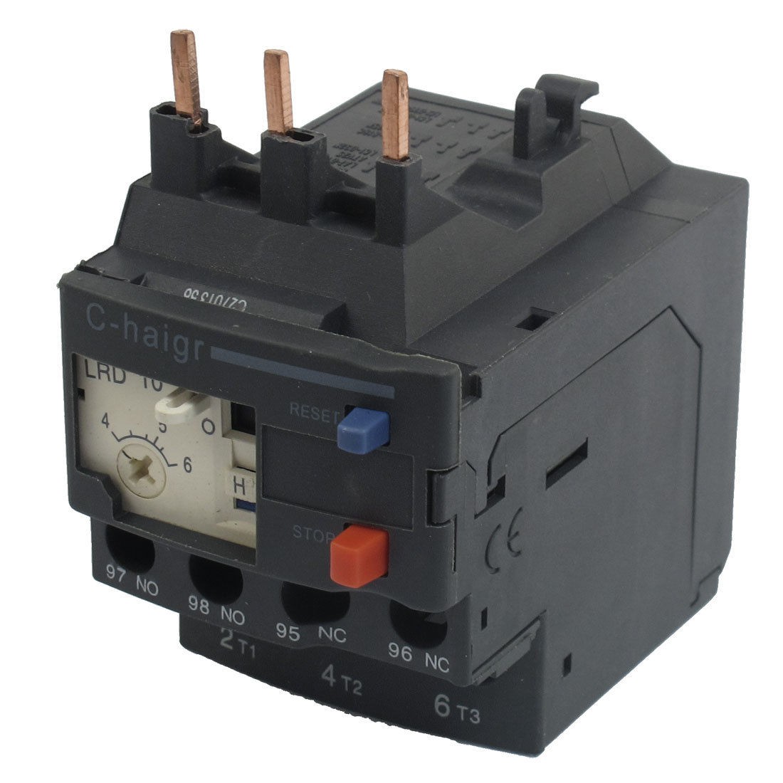 3 Pole AC 4A - 6A Black Electric Thermal Overload Relay 1 NO 1 NC