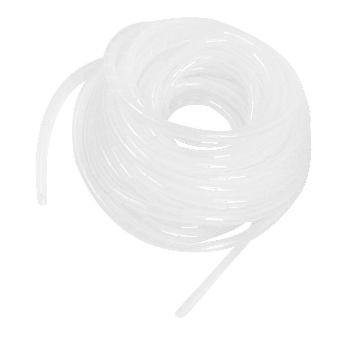 8mm Outside Dia 4.8M PE Polyethylene Spiral Cable Wire Wrap Tube White