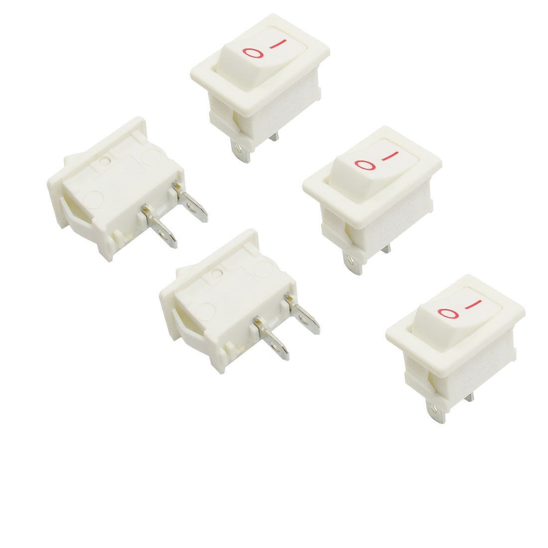 5 Pcs 2 Pin SPST On/Off Rocker Switch AC 6A/250V 10A/125V White Wkprr