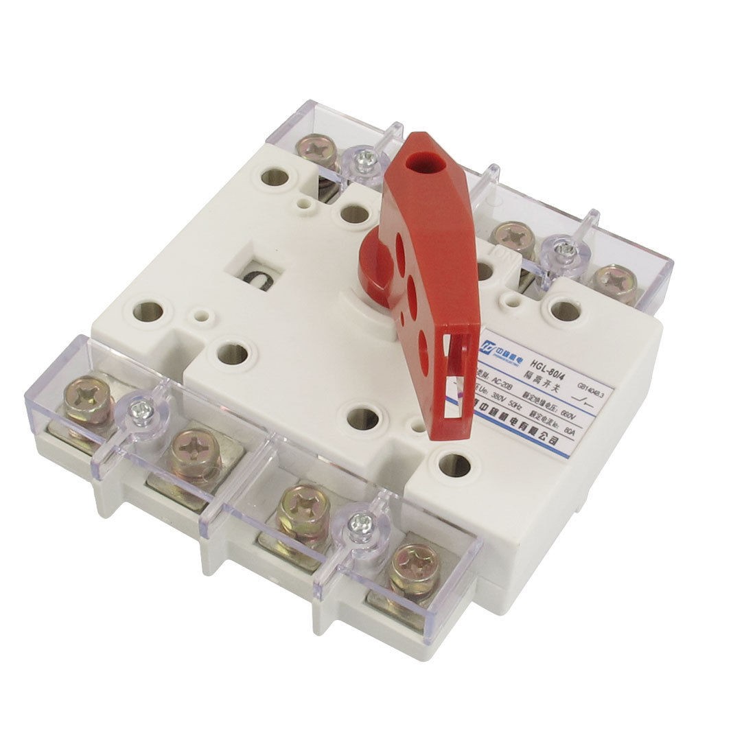 3P+E AC 380V 50Hz 80A 660V Insulator 35mm Mounting Rail Isolating Switch