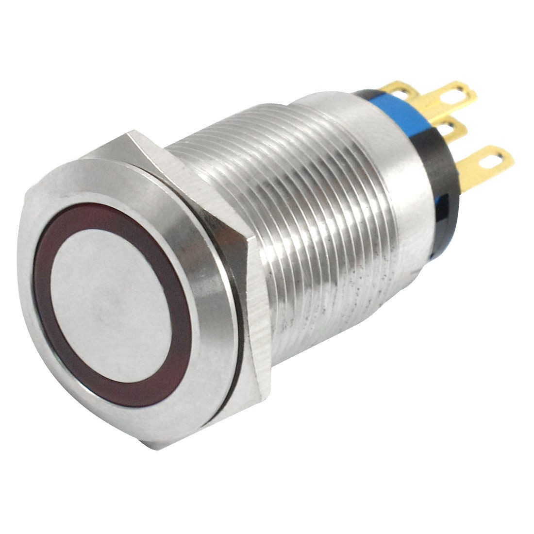 Stainless Steel Red Lamp Self Locking Push Button Switch