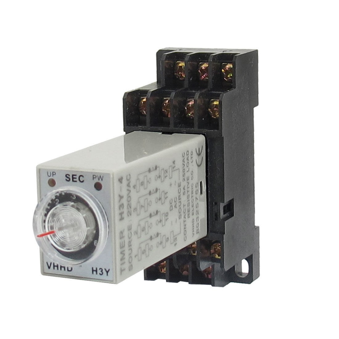 AC 220V H3Y-4 0-6S 4PDT 14 Pins Power on Time Delay Relay w Socket