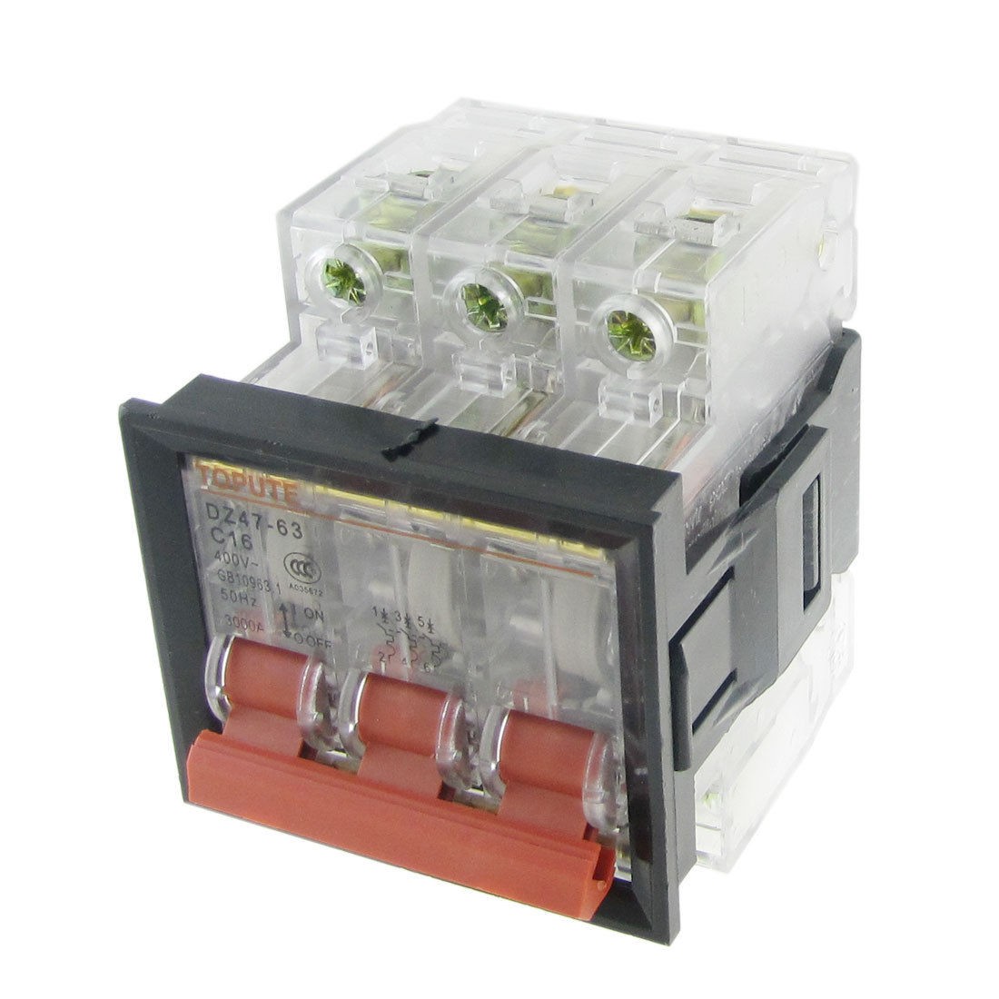 AC 400V 16A 3P Transparent Miniature Circuit Breaker with Mounting Bracket