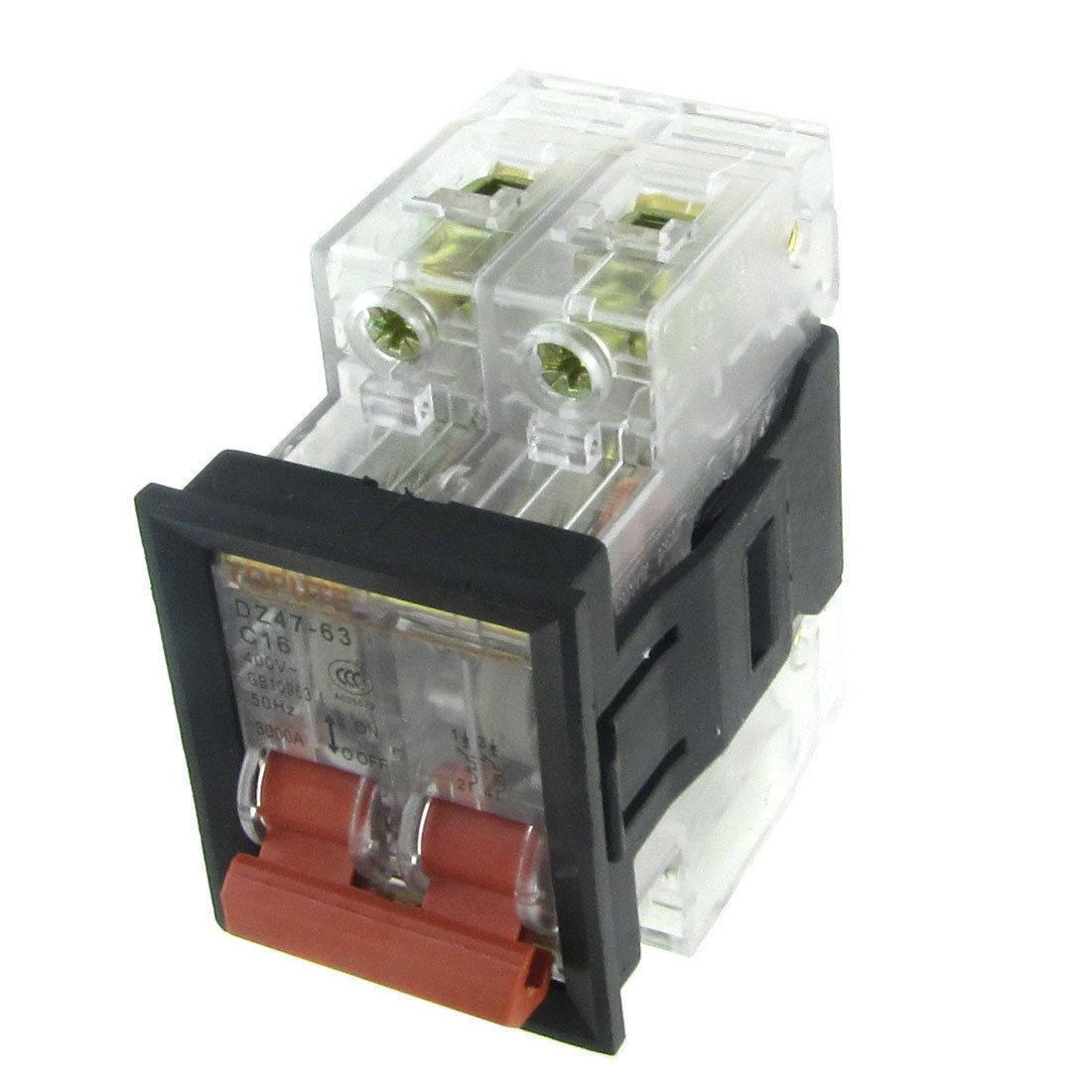 AC 400V 16A 2P Transparent Miniature Circuit Breaker with Mounting Bracket