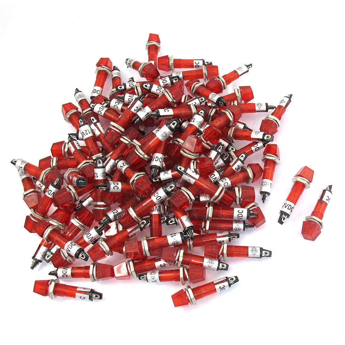 100 x DC 12V 7mm Red Bulb Illuminated Signal Indicator Light Pilot Lamp XD7-2