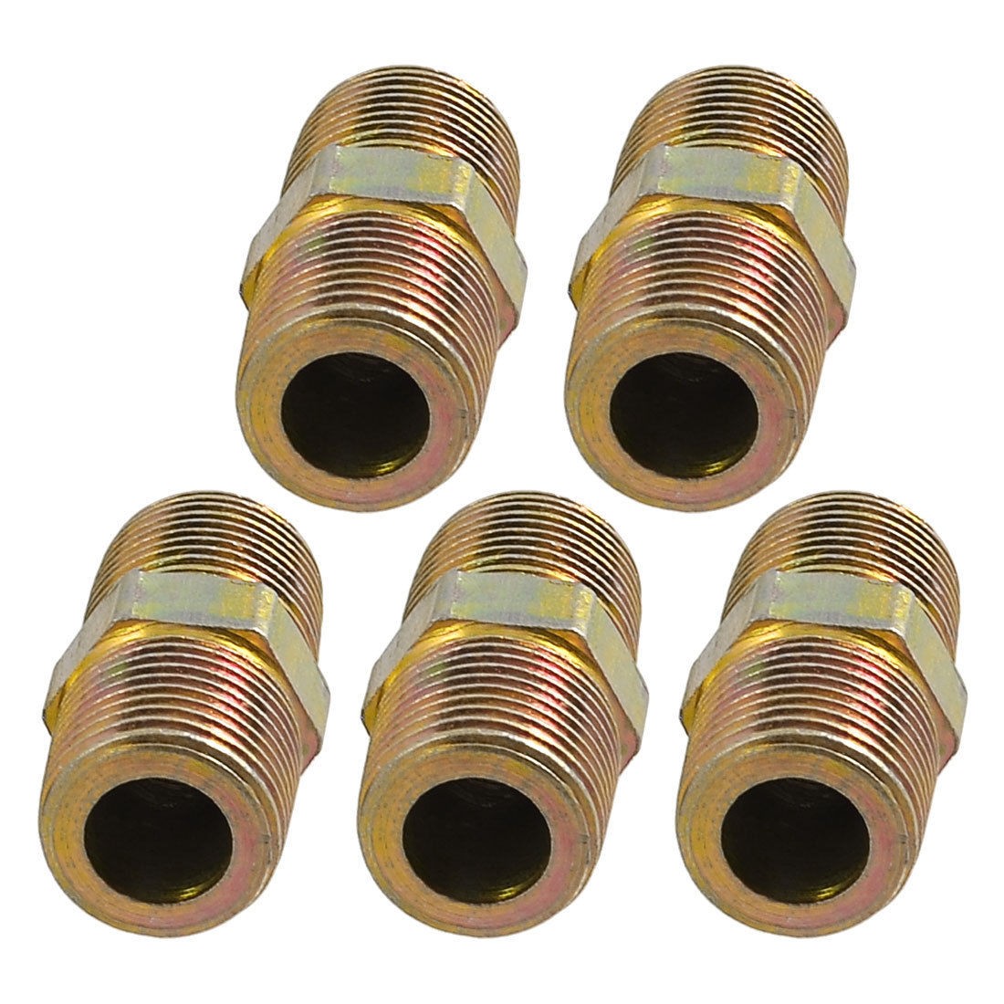 5pcs Air Pneumatic 3 8" x 3 8" PT M M Thread Pipe Connectors Hex Nipples