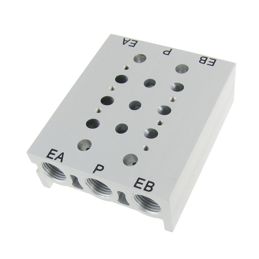 Rectangle Aluminum Block Manifold Solenoid Valve Base 3 Stations