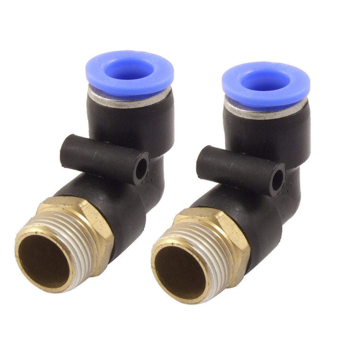 2X 3 8" Threaded Pneumatic Quick Fittings 90 Degree Tube Connectors 10mm