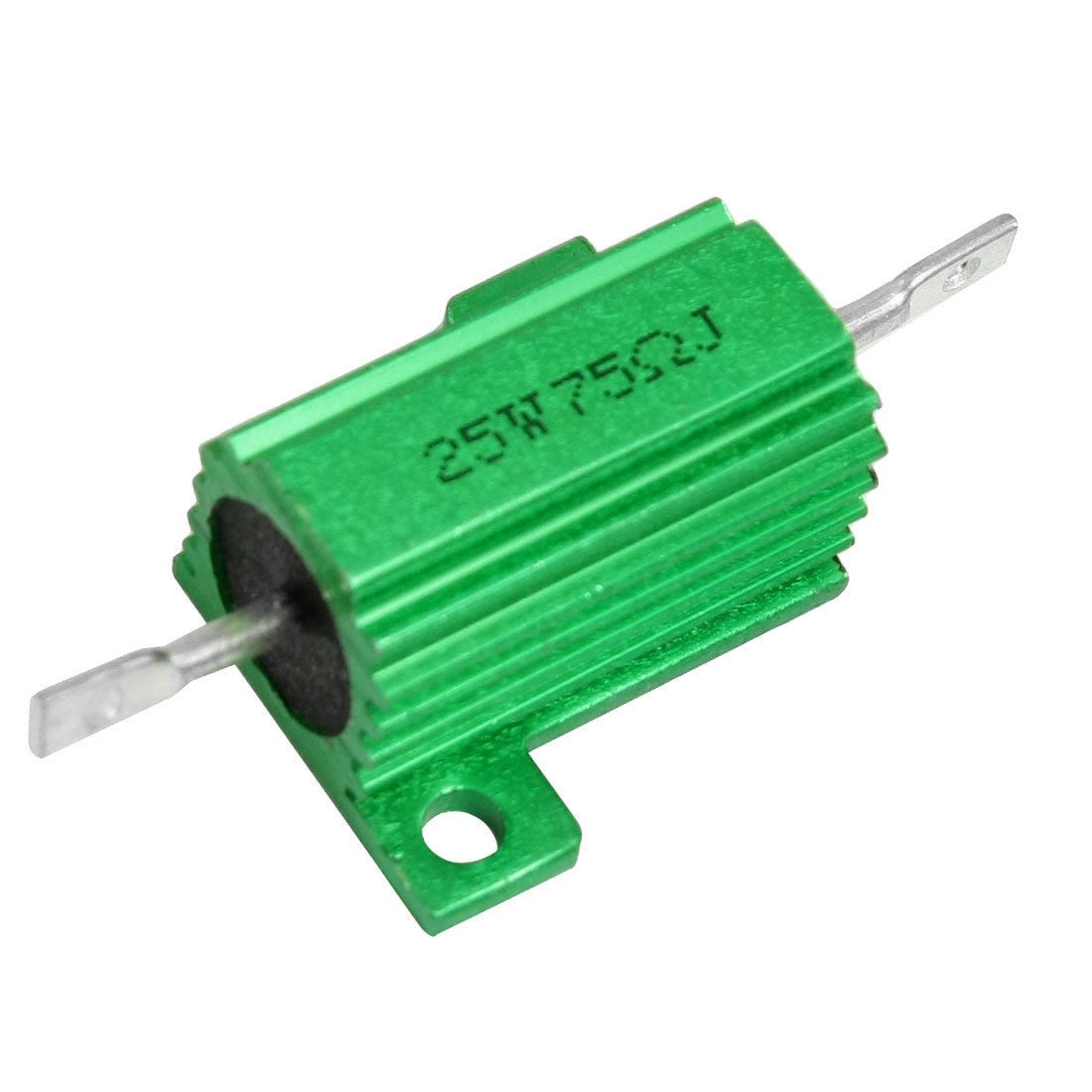 Green Aluminum Housed Clad Wirewound Resistor 5% 75 Ohm 25 Watt