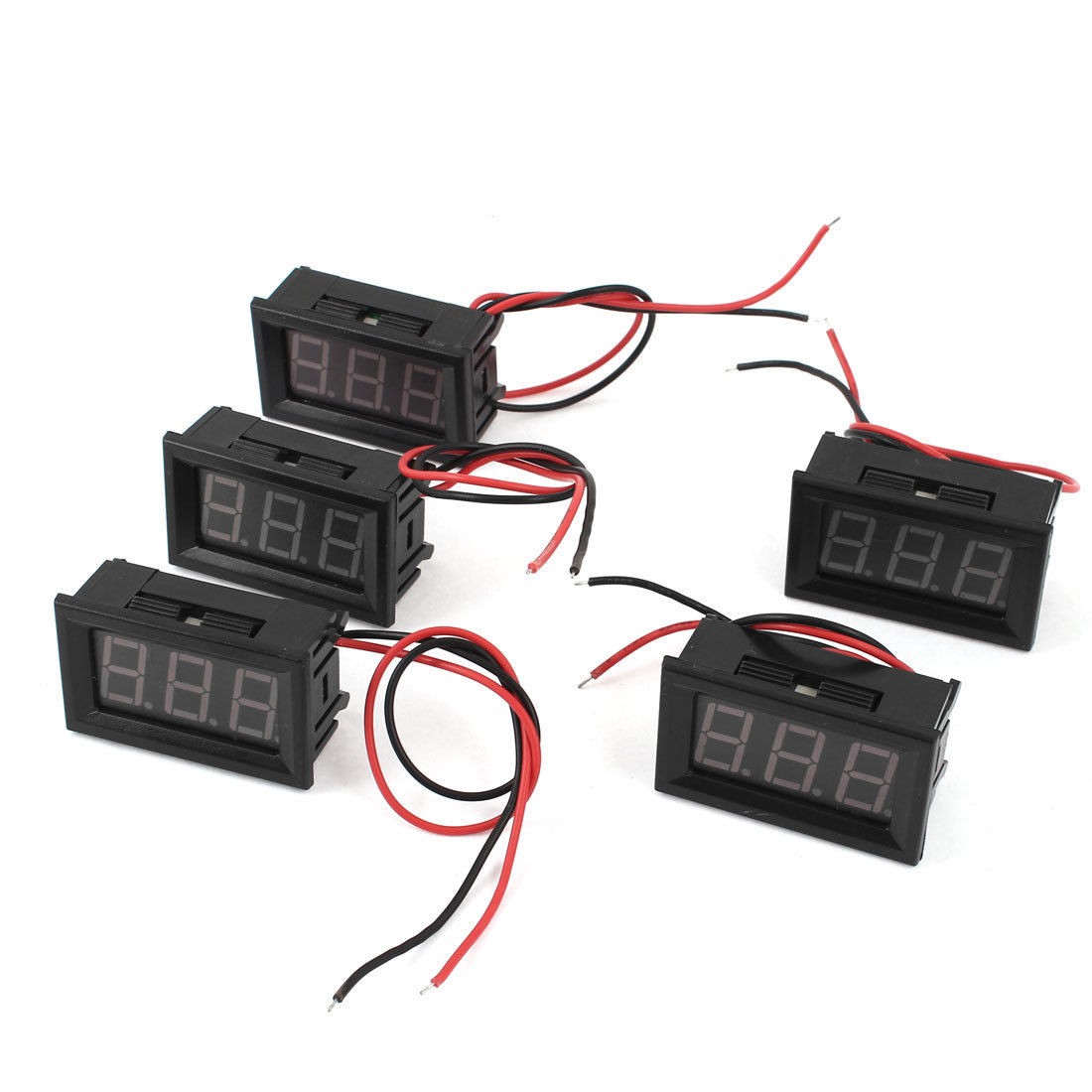 5pcs DC 6-12V Measuring Range 2 Wire Connect Red LED Digit Voltmeter