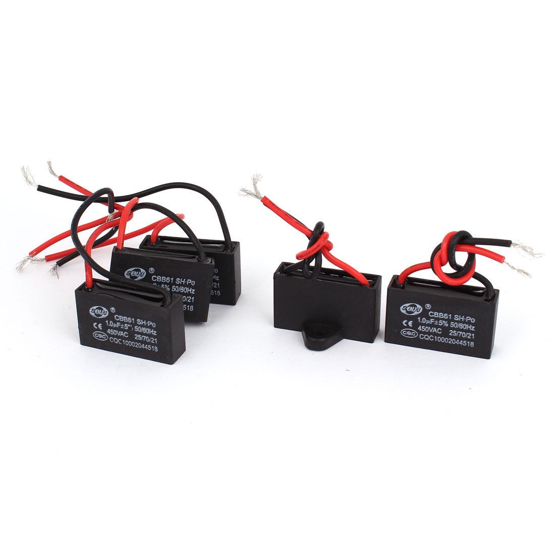 Fan CBB61 AC450V 1uF 2 Wires Polypropylene Film Motor Capacitor 5 Pcs