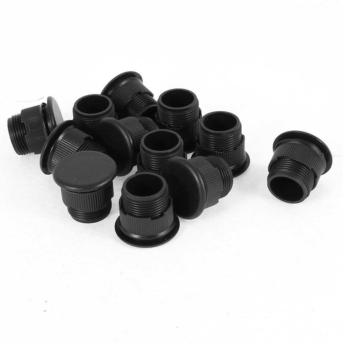 12 Pcs Black Plastic Push Button Switch 16mm Mount Hole Panel Plug Cap