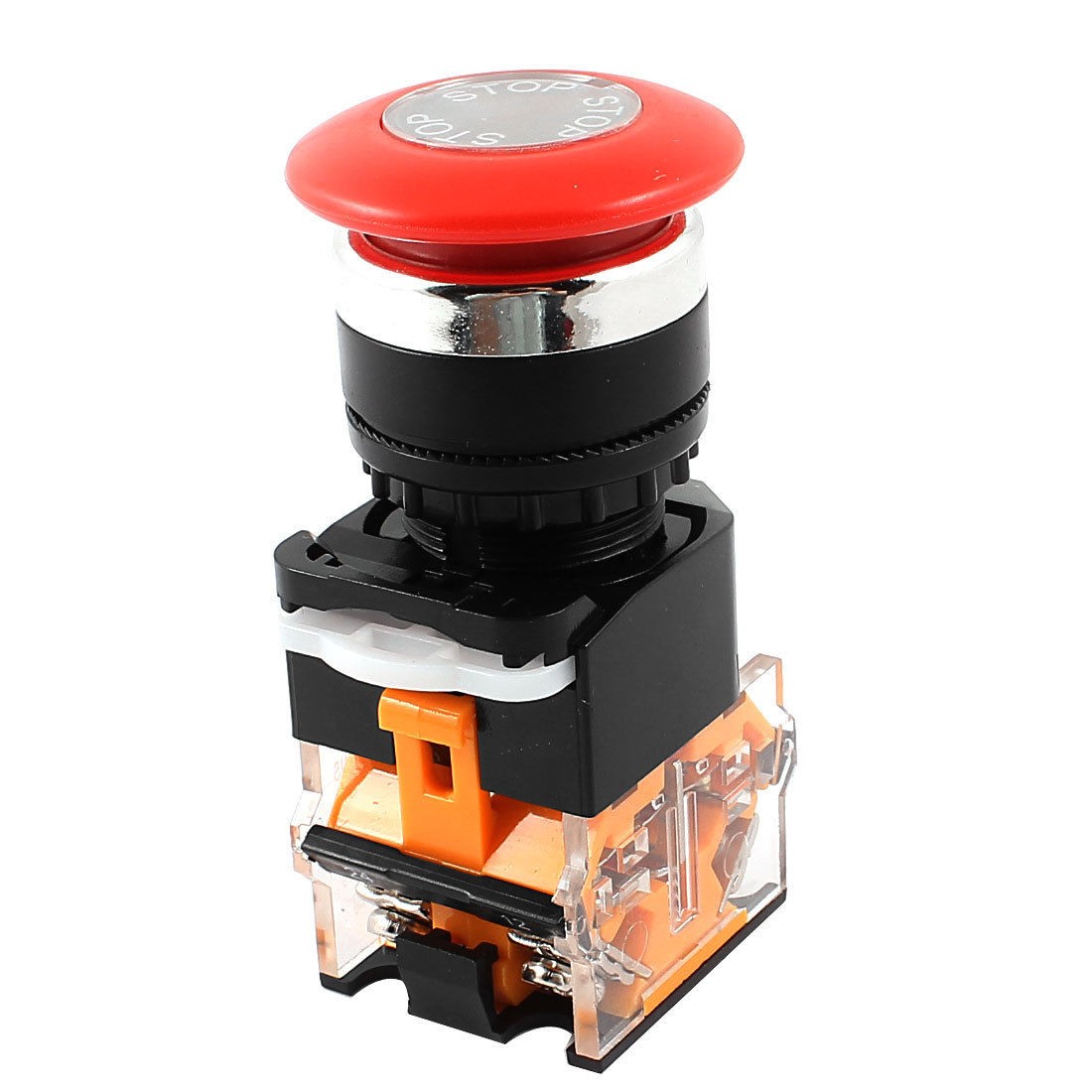 AC 660V 10A DPST Red Mushroom Cap 4 Terminal Momentary Emergency Stop Switch