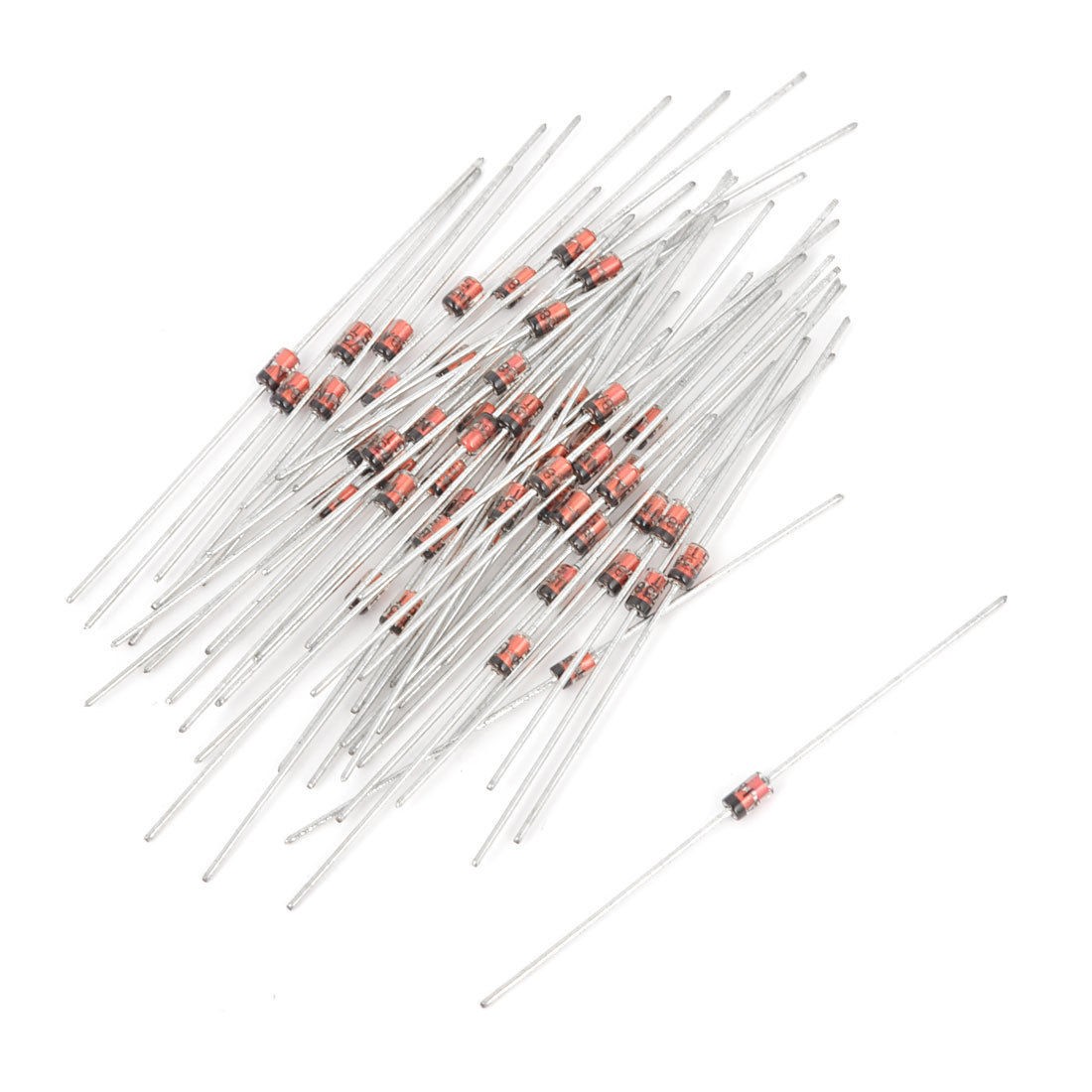 55Pcs 1N4738 8.2V 1W Glass Sealed Case Axial Leads Zener Diodes