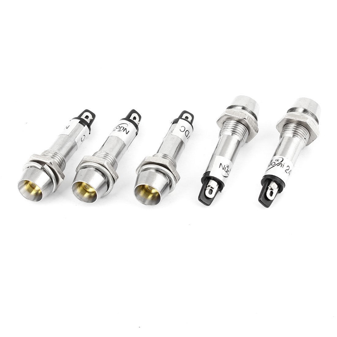 5 Pcs DC24V 8mm Thread Yellow Bulb Power Signal Indicator Pilot Light Lamp