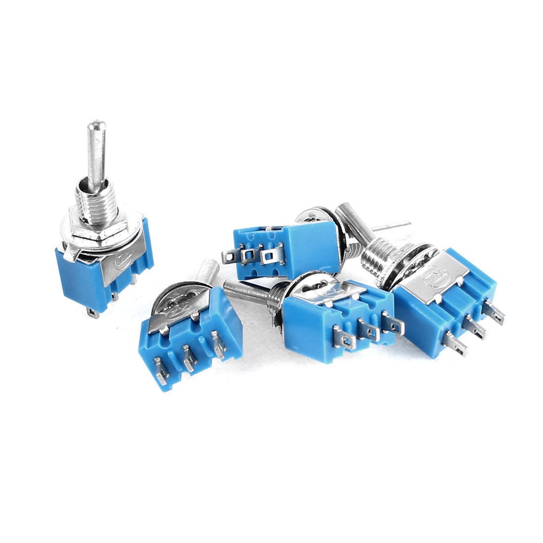 5 Pieces AC 125V 6A ON/ON 2 Position 3Pin SPDT Toggle Switch Blue
